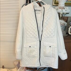 Michael Kors Ivory Quilted Puffer Coat